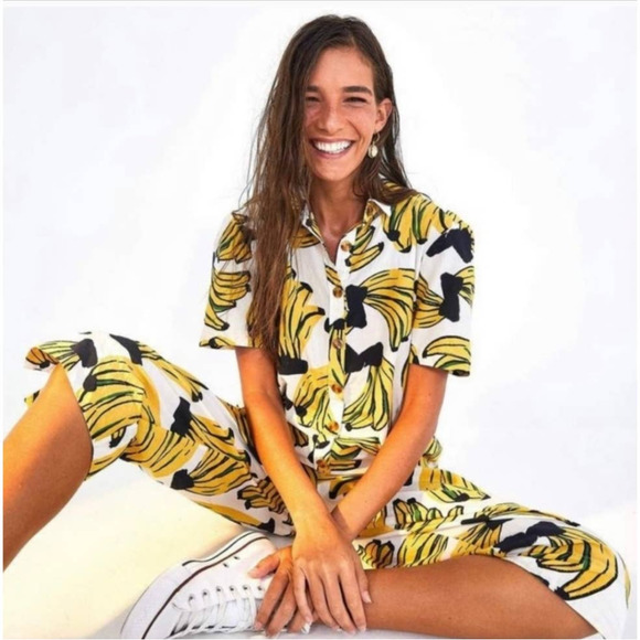 FARM Rio Pants - Farm Rio Banana Jumpsuit Sz. S